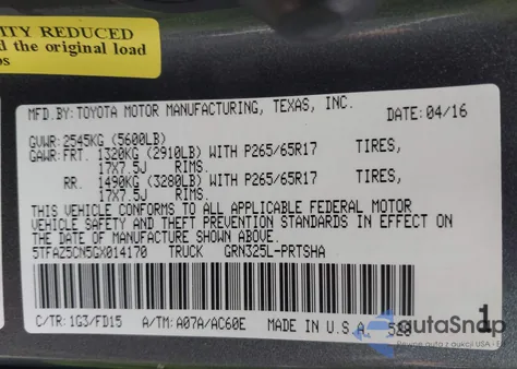 2016 Toyota Tacoma Trd Sport z USA, uszkodzony, nr VIN 5TFAZ5CN5GX014170